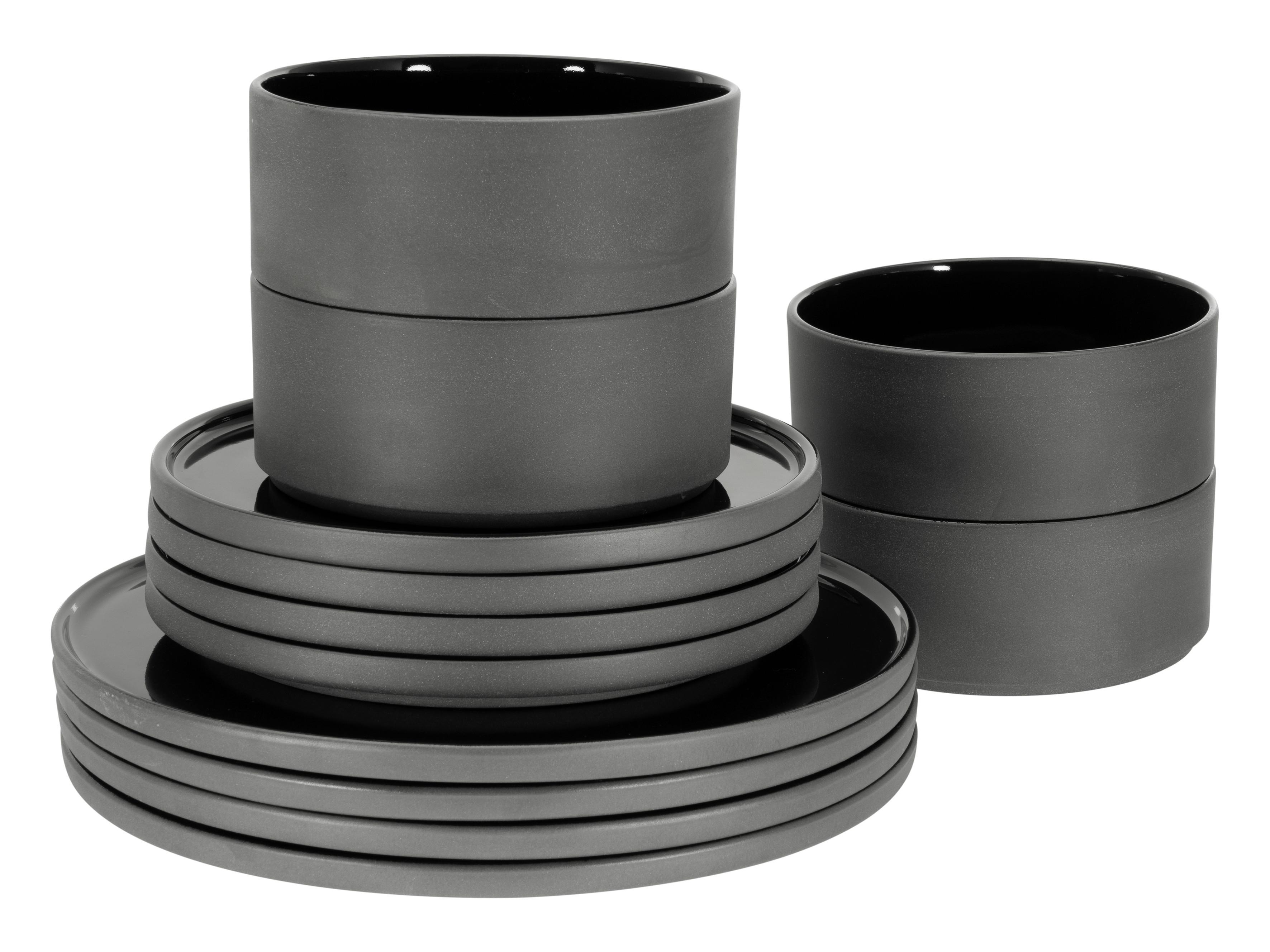 Tafelservice Futuro Schwarz, 12-teilig - Schwarz, Trend, Keramik (39l) - Connubia 