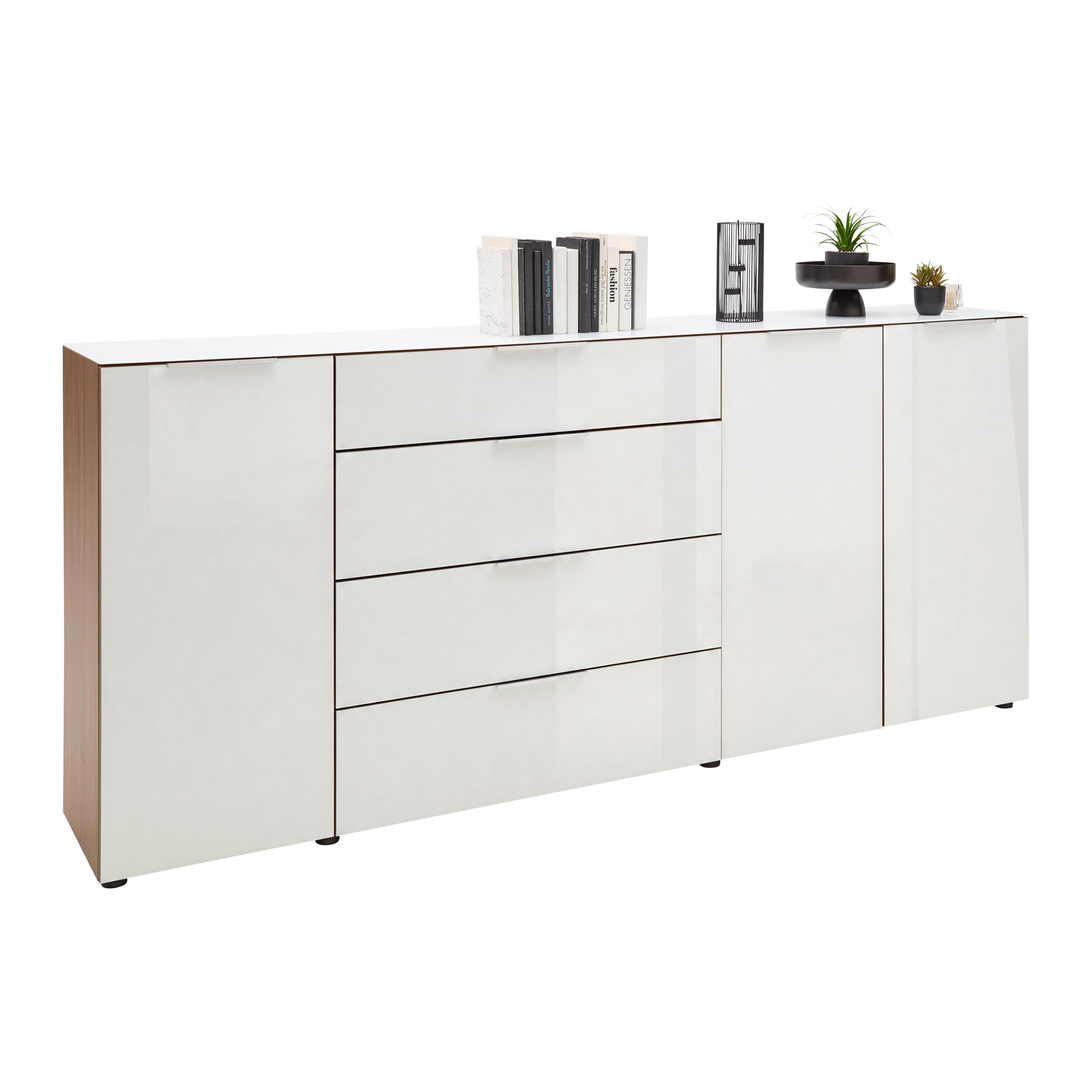 Široka Komoda Siena, Bela, Barve Oreha - srebrne barve/črna, Moderno, kovina/umetna masa (226/99/40cm) - Mömax