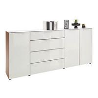 Široka Komoda Siena, Bela, Barve Oreha - srebrne barve/črna, Moderno, kovina/umetna masa (226/99/40cm) - Mömax