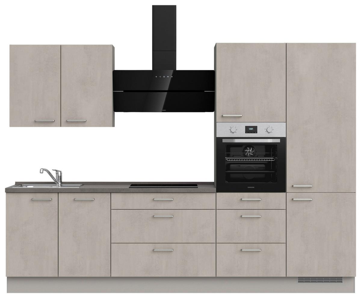 Küchenblock Riva High m. Geräten Grau - Schieferfarben/Edelstahlfarben, MODERN, Holzwerkstoff/Metall (300cm) - Nobilia