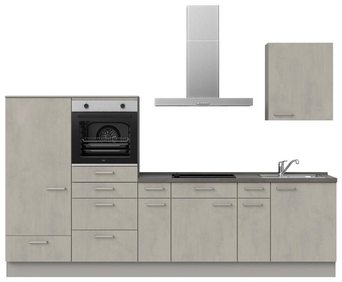 Küchenblock Riva Low m. Geräten Grau - Schieferfarben/Edelstahlfarben, MODERN, Holzwerkstoff/Metall (300cm) - Nobilia