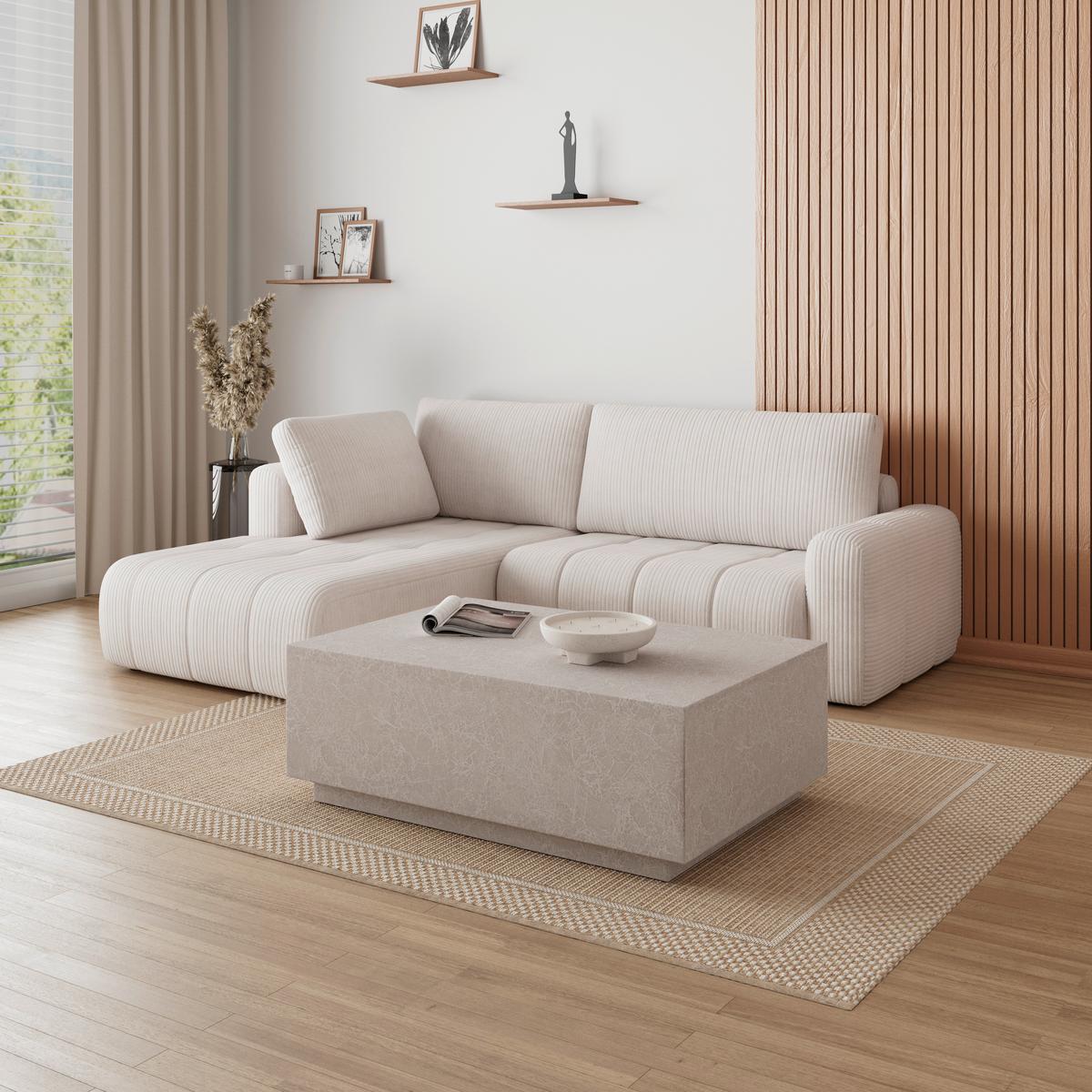 Canapea modulara GIA - alb, Modern, lemn/textil (261/94/197cm) - Bessagi Home