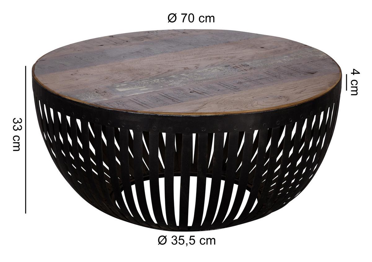 Couchtisch Nisha ca. 70x70 cm,aus Recyclingholz - Schwarz/Braun, Design, Holz/Metall (70/70/33cm) - MID.YOU
