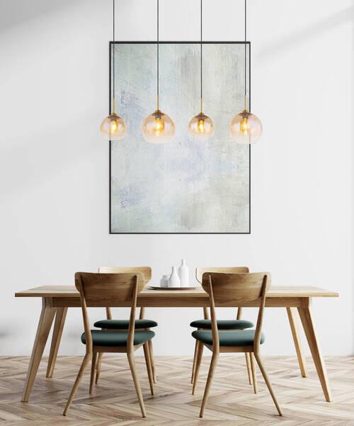 Hängeleuchte Jamessa Messingfarben max. 60 Watt - Klar/Messingfarben, Design, Glas/Metall (120/25/120cm) - Globo
