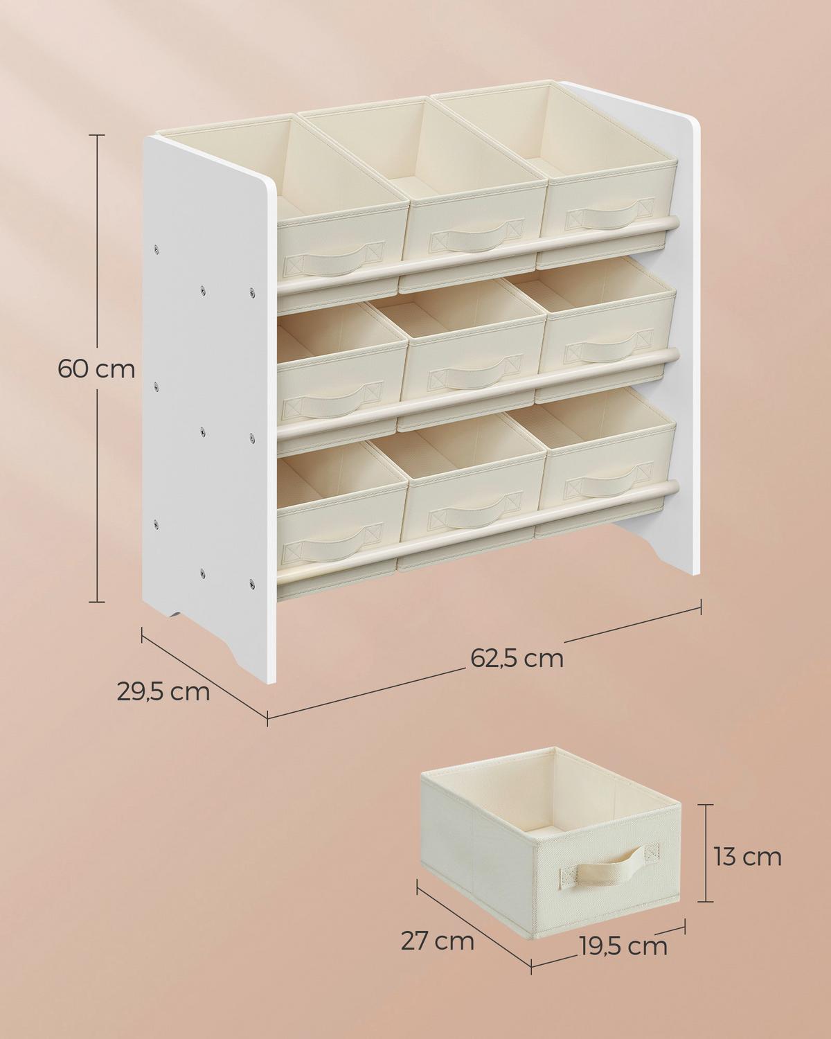 Kinderregal in Weiß, Beige ca. 62,5x60x29,5 cm - Beige/Weiß, MODERN, Holzwerkstoff/Textil (62,5/60/29,5cm) - MID.YOU