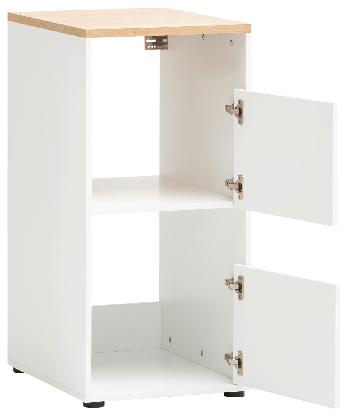 Mehrzweckschrank Solea Weiß/Eiche - Eichefarben/Schwarz, MODERN, Holzwerkstoff/Kunststoff (45,1/95,8/60cm) - MID.YOU