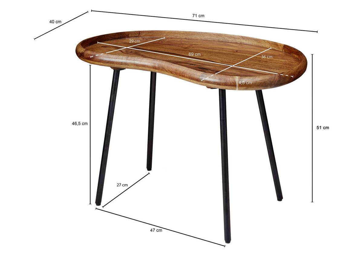 Klubska Miza Wl5.669 - črna/barve indijskega rožnega lesa, Design, kovina/les (71/40/51cm) - MID.YOU