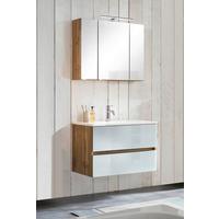 Badezimmer ''Helsinki'', Weiß/Eichefarben - Eichefarben/Weiß, KONVENTIONELL, Glas/Holzwerkstoff (80cm) - Held