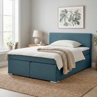 Boxspringbett Mira 2 Dunkelblau Ca. 160x200cm - Chromfarben/Dunkelblau, Modern, Holz/Kunststoff (160/200cm) - Based