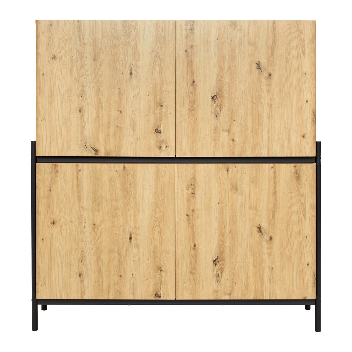 Highboard Jasmina Schwarz/Eichefarben MDF/Metall - Eichefarben/Schwarz, MODERN, Holz/Metall (118/131/41,5cm) - Bessagi Home