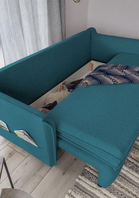 Dreisitzer-Sofa in Blau/ Türkis ´CHARMING CHARLIE´ - Blau/Petrol, Basics, Holz/Holzwerkstoff (225/85/90cm) - MID.YOU