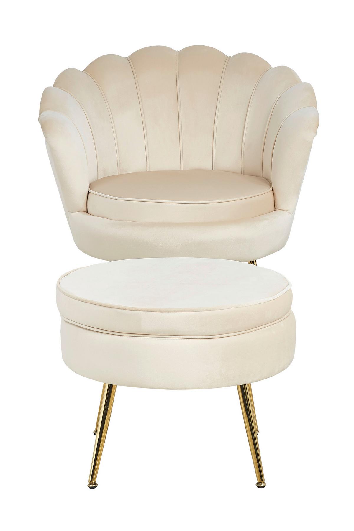 Tabure Samt, Bež - zlate barve/bež, Moderno, kovina/tekstil (52/41cm) - Livetastic