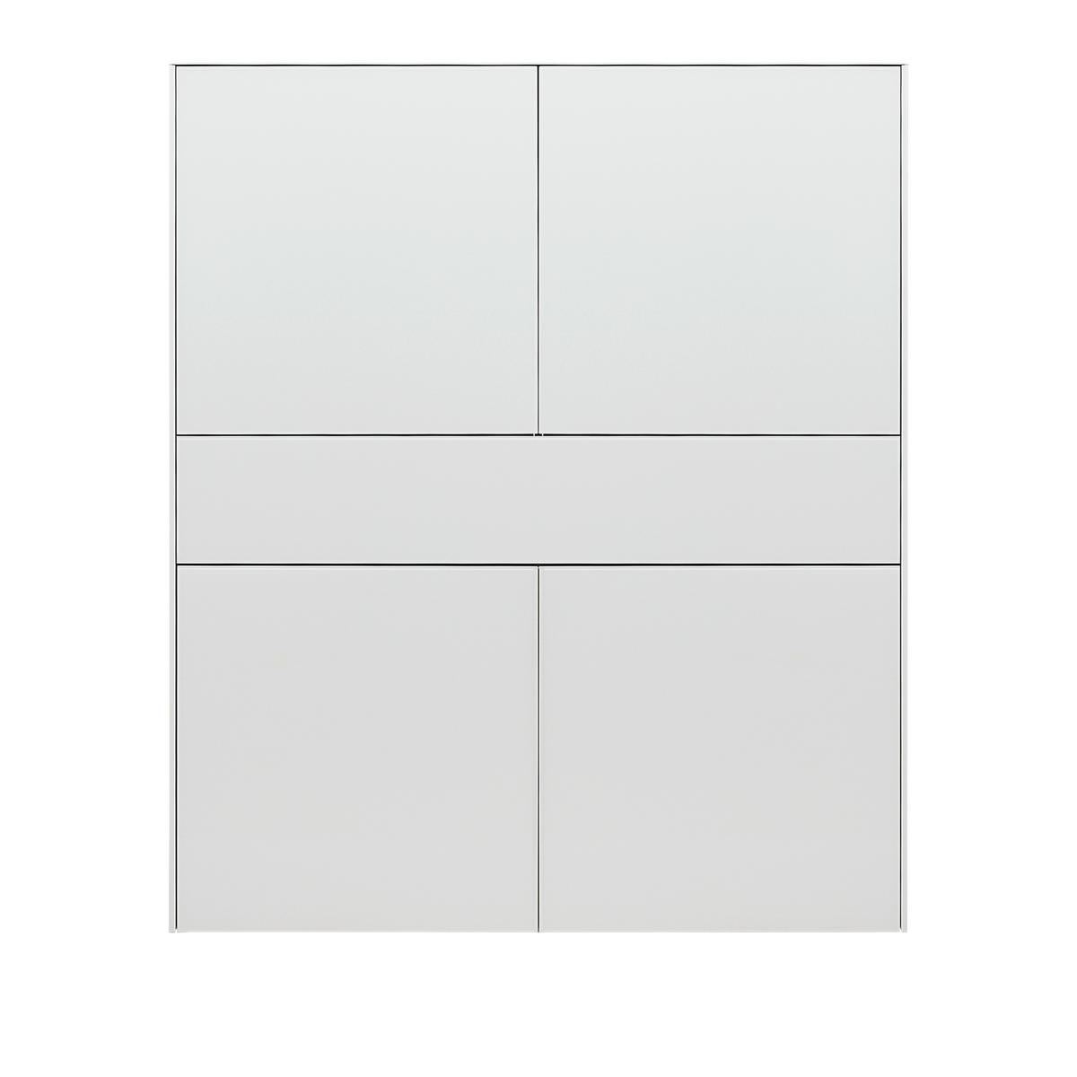 Comodă înaltă SILVERSTONE - gri, Modern, sticlă/material pe bază de lemn (121/145/42cm) - Premium Living