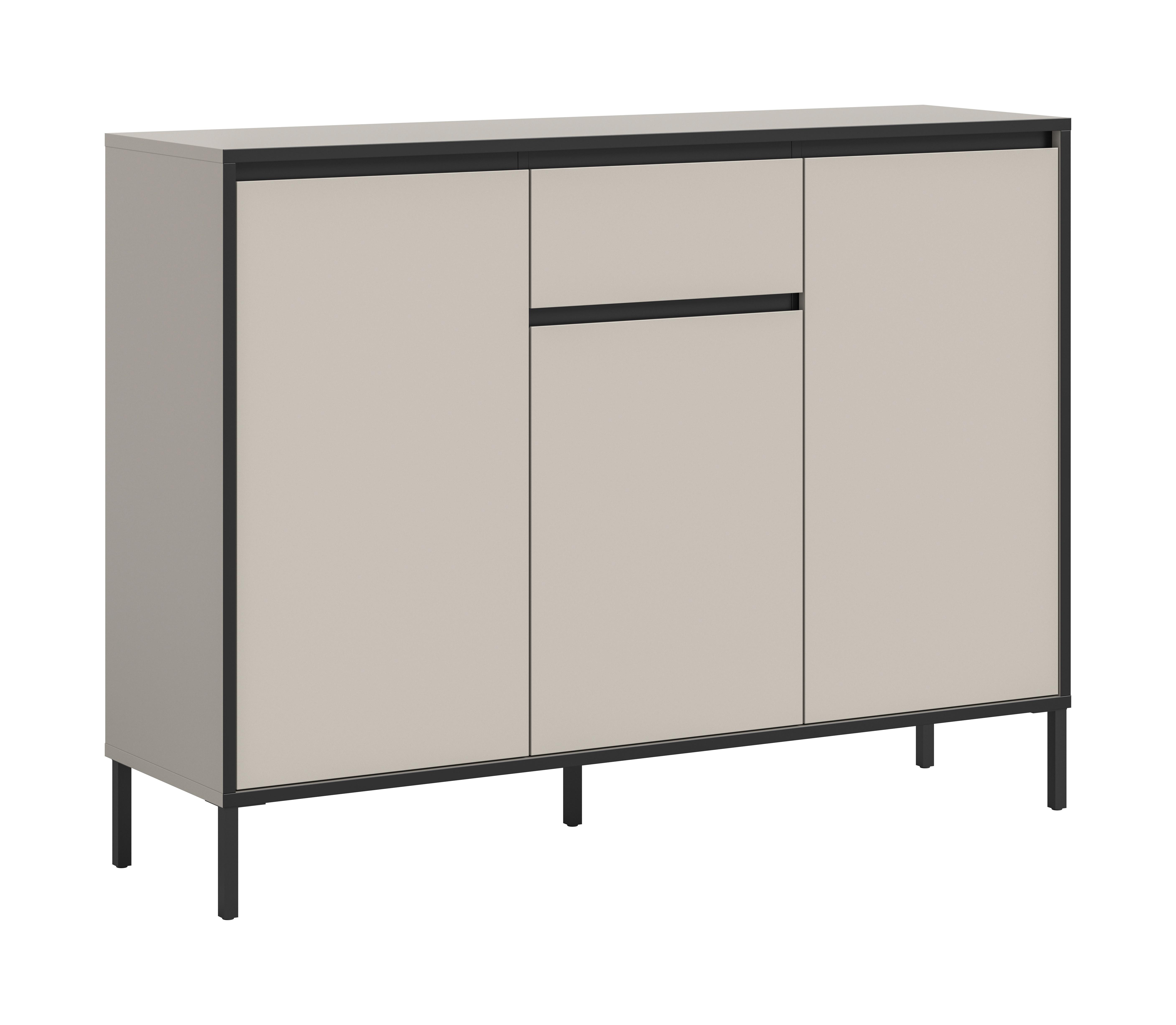 KOMMODE TRON - Kaschmir/Schwarz, Design, Holzwerkstoff/Metall (136/101/38cm) - Livetastic