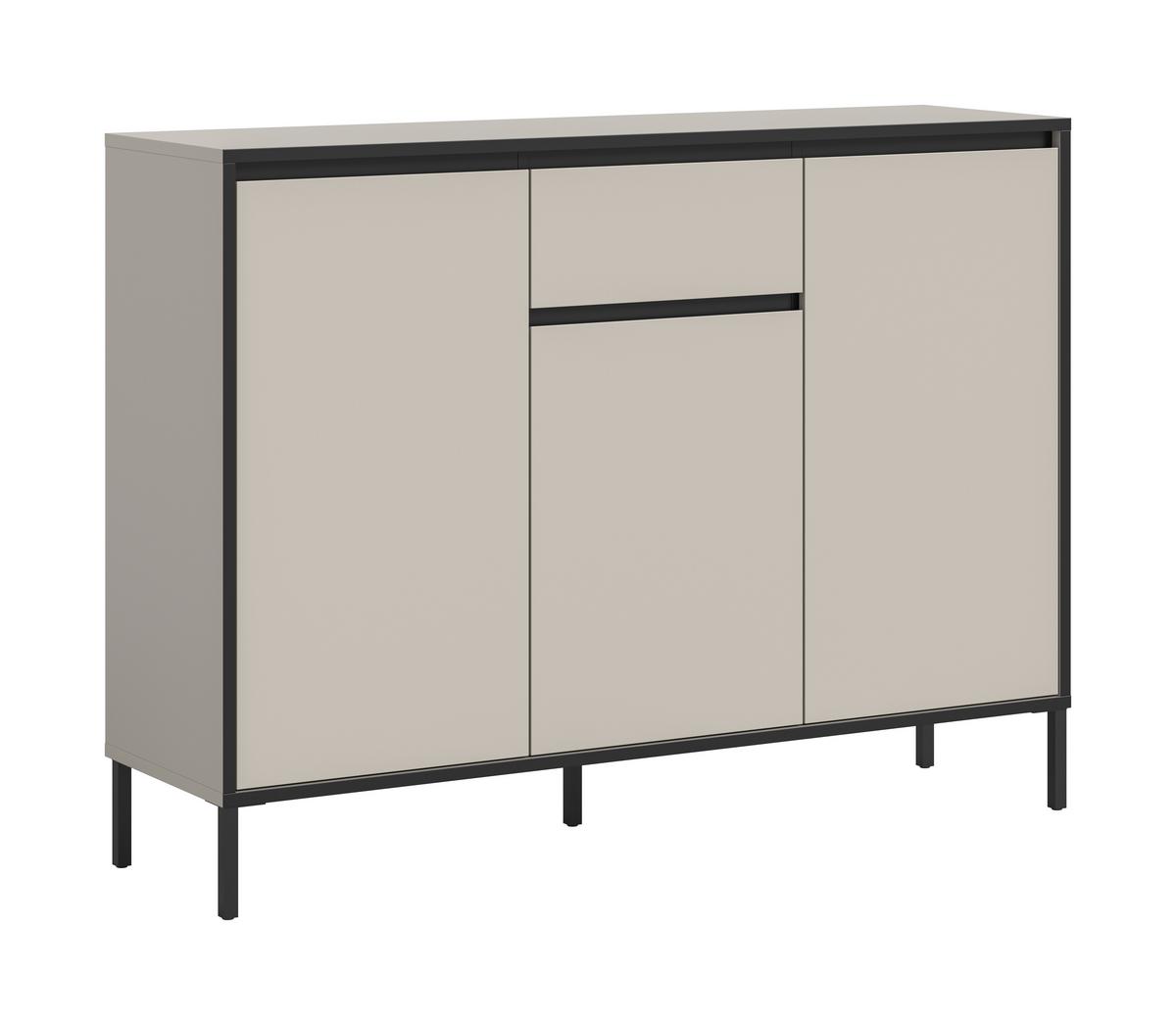 KOMMODE TRON - Kaschmir/Schwarz, Design, Holzwerkstoff/Metall (136/101/38cm) - Livetastic