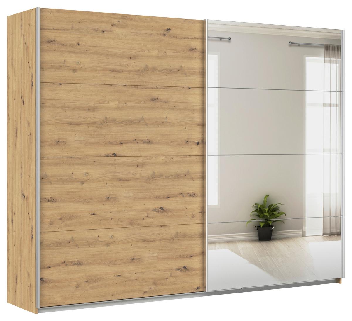 Ormar S Kliznim Vratima Feldkirch - srebrne boje/hrast Artisan, Moderno, drvni materijal/metal (271/210/62cm) - Modern Living