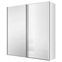 Schwebetürenschrank Lumos Weiss - couleur d'aluminium/blanc, Konventionell, métal/verre (200/222/68cm) - Based