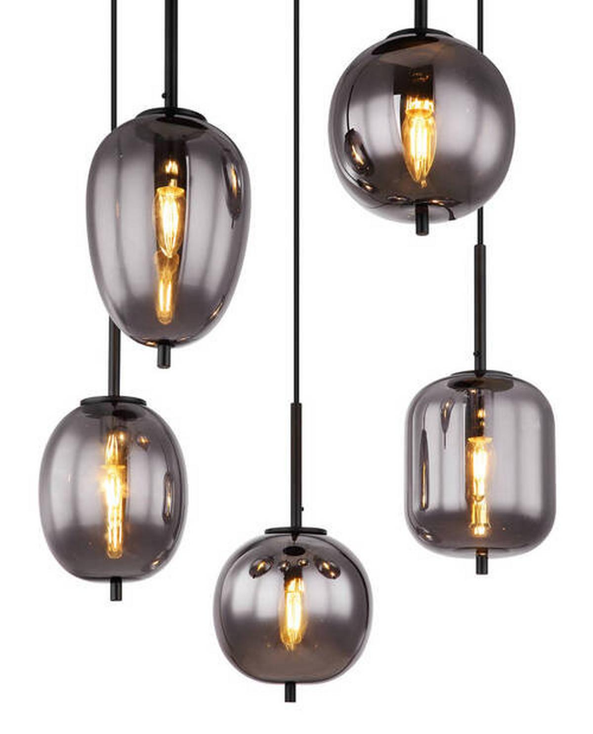 Viseća Svjetiljka Blacky - crna, Design, staklo/metal (57,5/150cm) - Globo