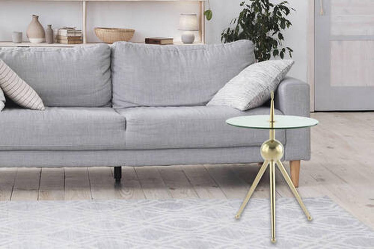 BEISTELLTISCH LCUHL-GLD - Goldfarben, Modern, Glas/Metall (46/46/52cm) - Kayoom