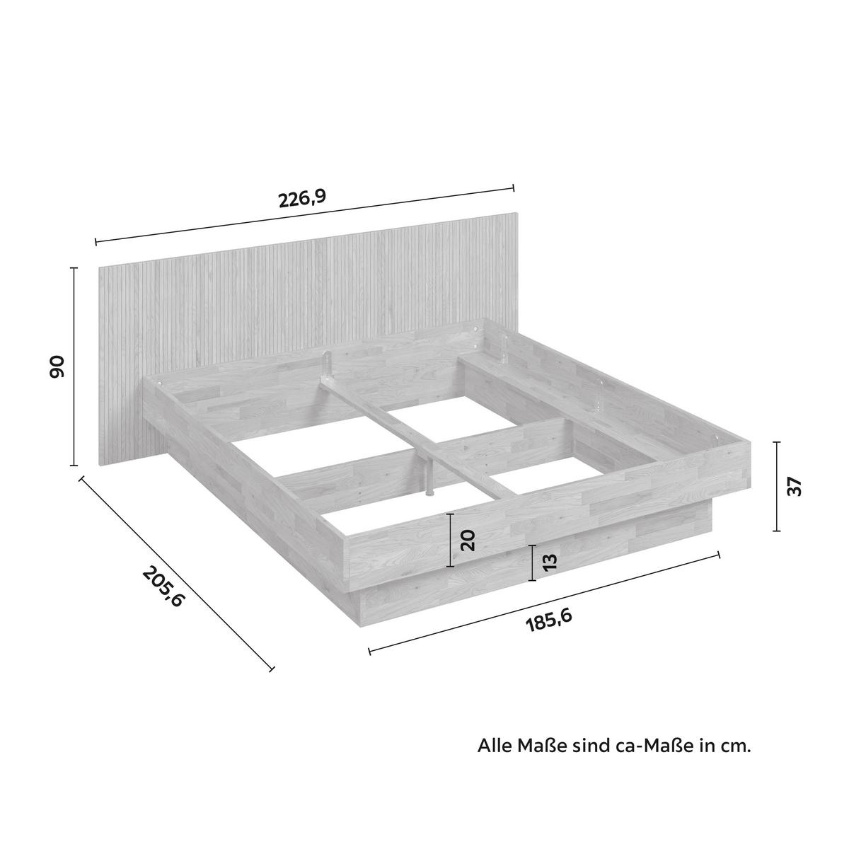Bett Duna ca. 180x200 cm Eiche Echtholz - Eichefarben, MODERN, Holz (180/200cm) - Bessagi Home