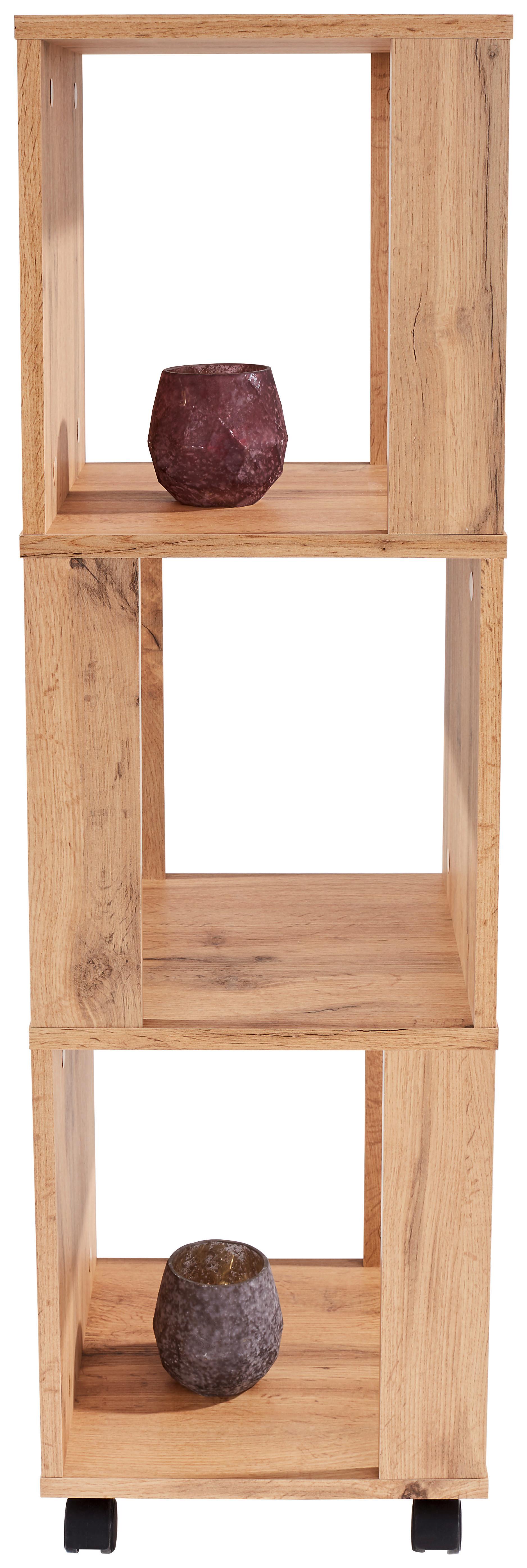 Etajeră Rolly - culoare lemn stejar, Modern, plastic/material pe bază de lemn (34/111/34cm) - Modern Living