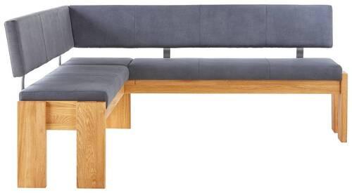 Truheneckbank in Eiche massiv in Eichefarben/Dunkelgrau - Dunkelgrau/Eichefarben, Basics, Holz/Textil (167/192cm) - Mömax