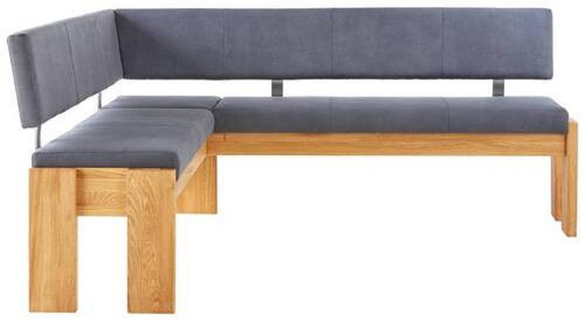 Truheneckbank in Eiche massiv in Eichefarben/Dunkelgrau - Dunkelgrau/Eichefarben, Basics, Holz/Textil (167/192cm) - Mömax