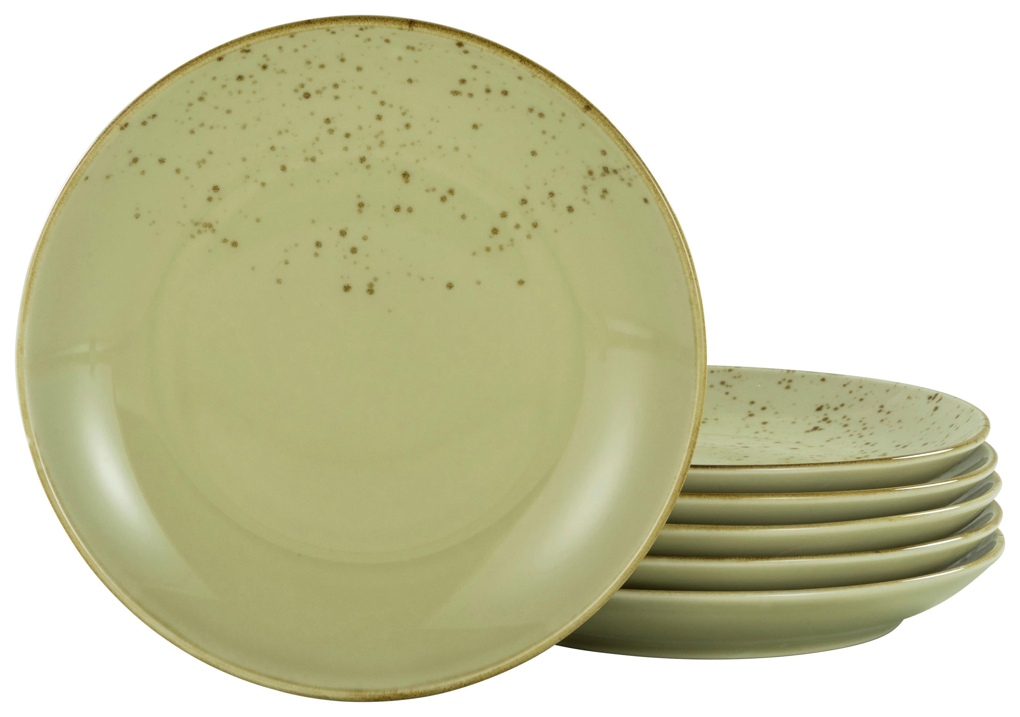 Set Desertnih Krožnikov Earth, 6-Delni - žajbljevo zelena, Trend, keramika (21cm) - Creatable