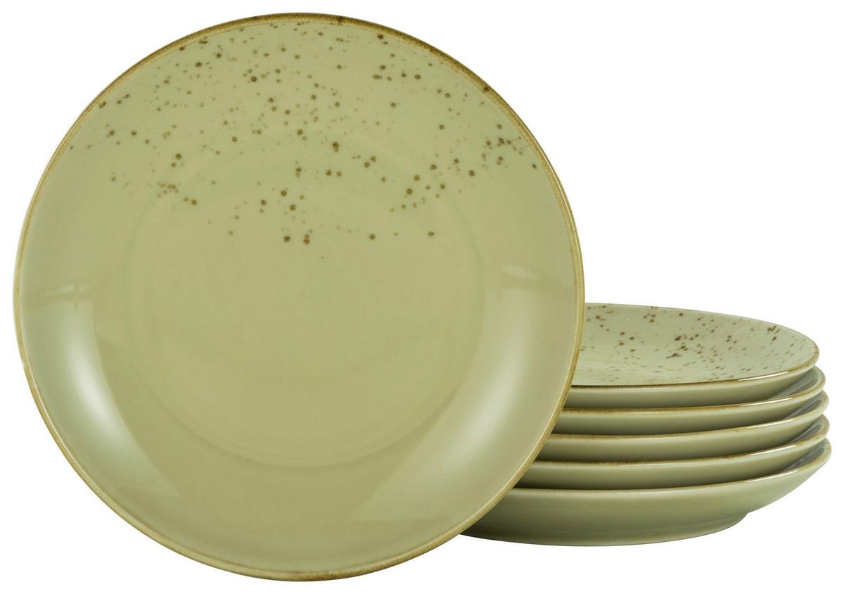 Set Desertnih Krožnikov Earth, 6-Delni - žajbljevo zelena, Trend, keramika (21cm) - Creatable