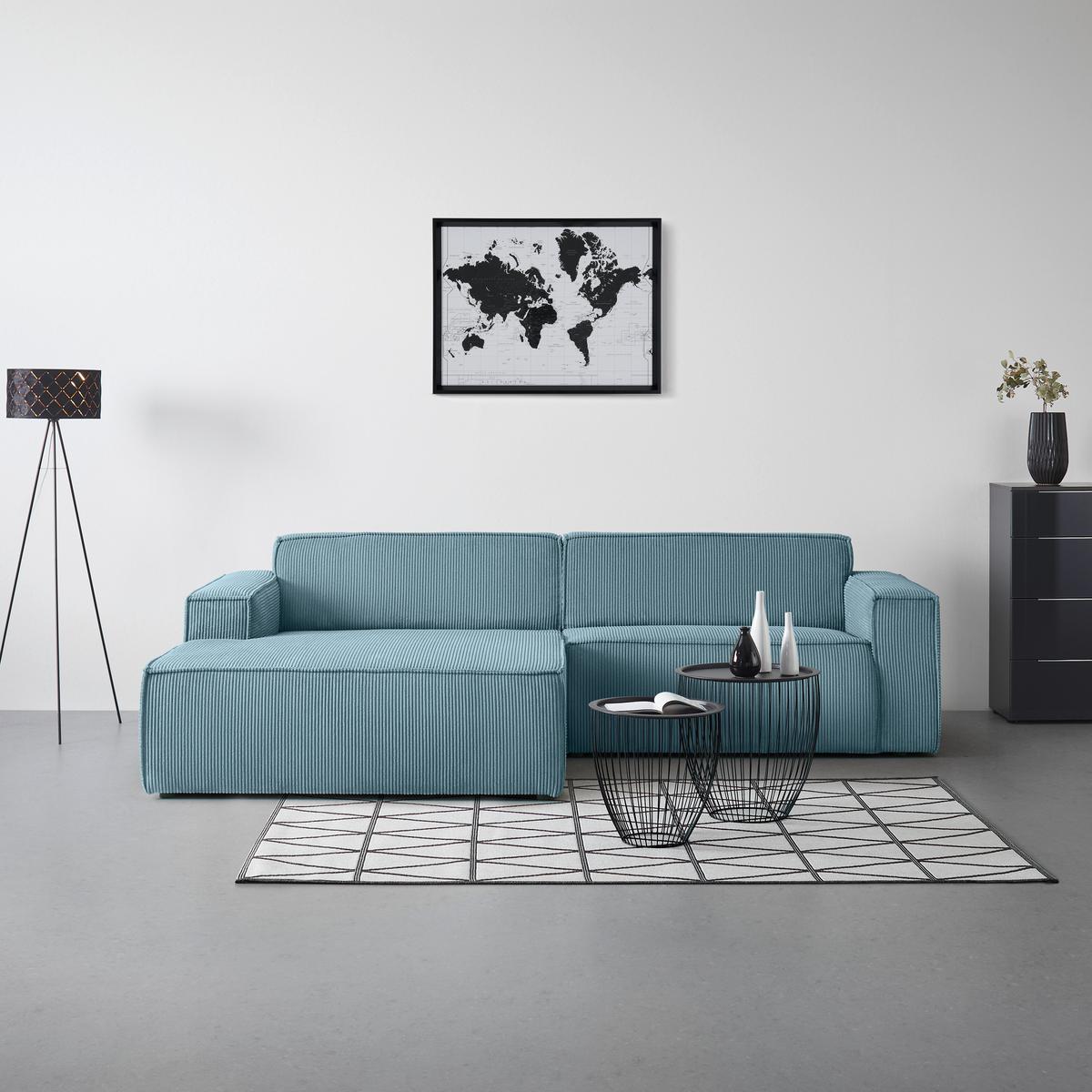 Wohnlandschaft Loft in Türkis - Türkis/Schwarz, MODERN, Kunststoff/Textil (172/75/265cm) - Mömax