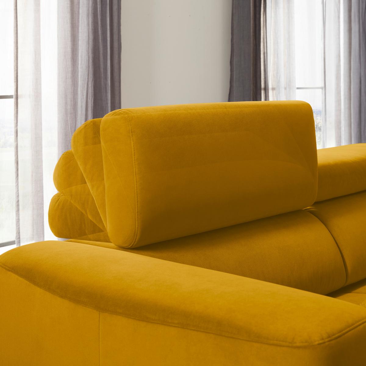 Ecksofa Emma rechts Gelb - Gelb/Schwarz, MODERN, Textil (301/210cm) - Premium Living
