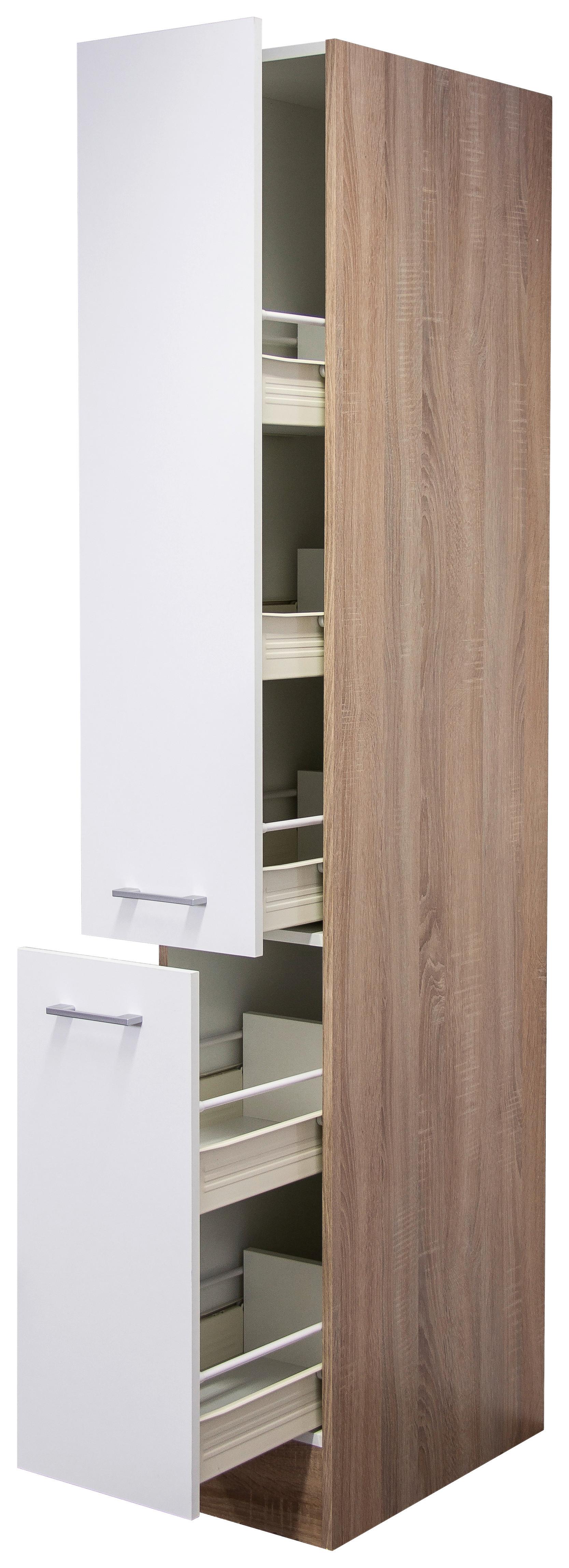 Izvlečna Omara Samoa, Bela, Barva Hrasta - bela/barve aluminija, Konvencionalno, umetna masa/leseni material (30/200/57cm) - FlexWell