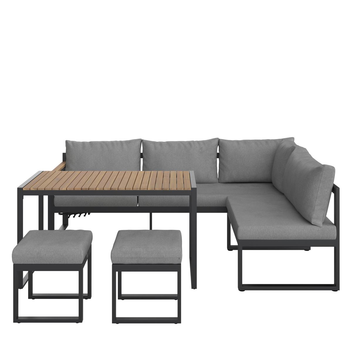 KOMPLET OGRODOWY LINA - kolor akacjowy/antracytowy, Konventionell, metal/drewno (213/160cm) - Mömax