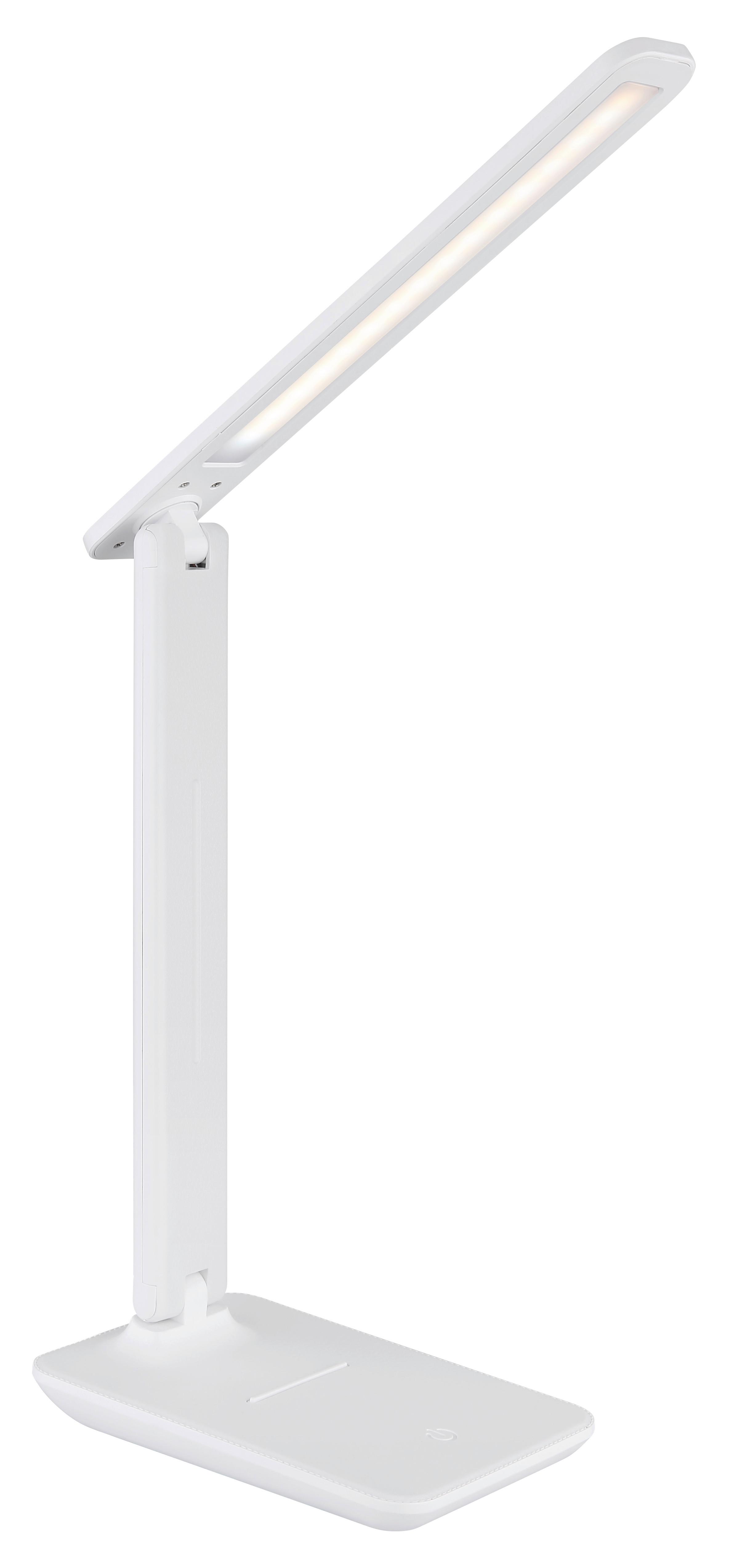 LED-SCHREIBTISCHLEUCHTE 58439W - Weiss/Opal, Design, Leder/Kunststoff (28/11,5/50cm) - Globo