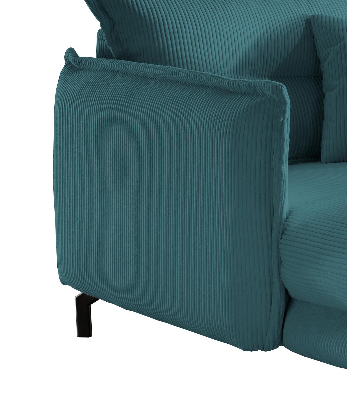 Relaxsessel Lava Petrol Cord - Petrol/Schwarz, MODERN, Textil/Metall (111/101/167cm) - Livetastic