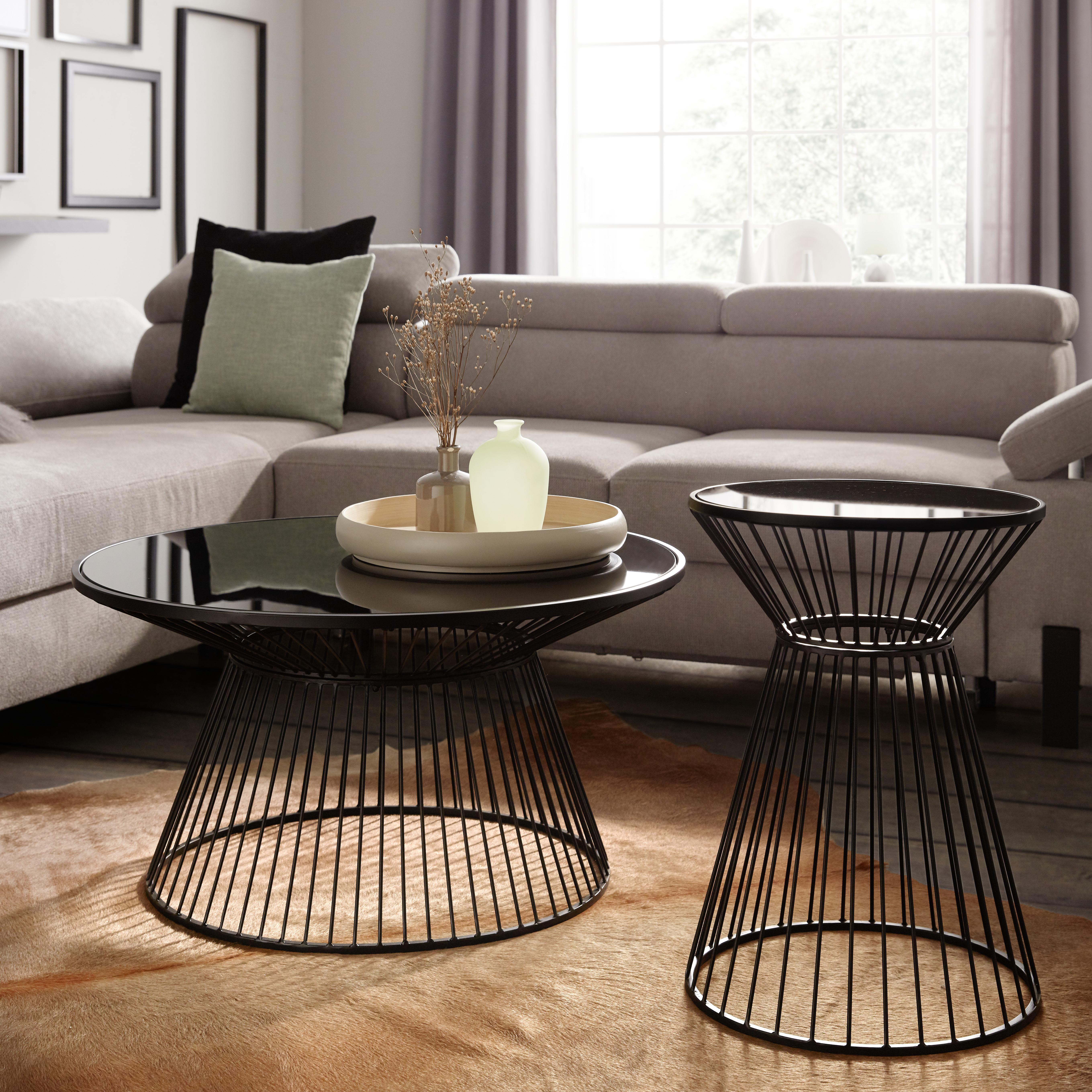 Couchtisch in Schwarz Ø ca. 80cm - Schwarz, Modern, Glas/Metall (80/42cm) - Modern Living