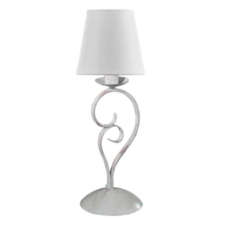 Nachttischleuchte Pompei Weiß max. 6 Watt - Weiß, KONVENTIONELL, Textil/Metall (15/50cm)