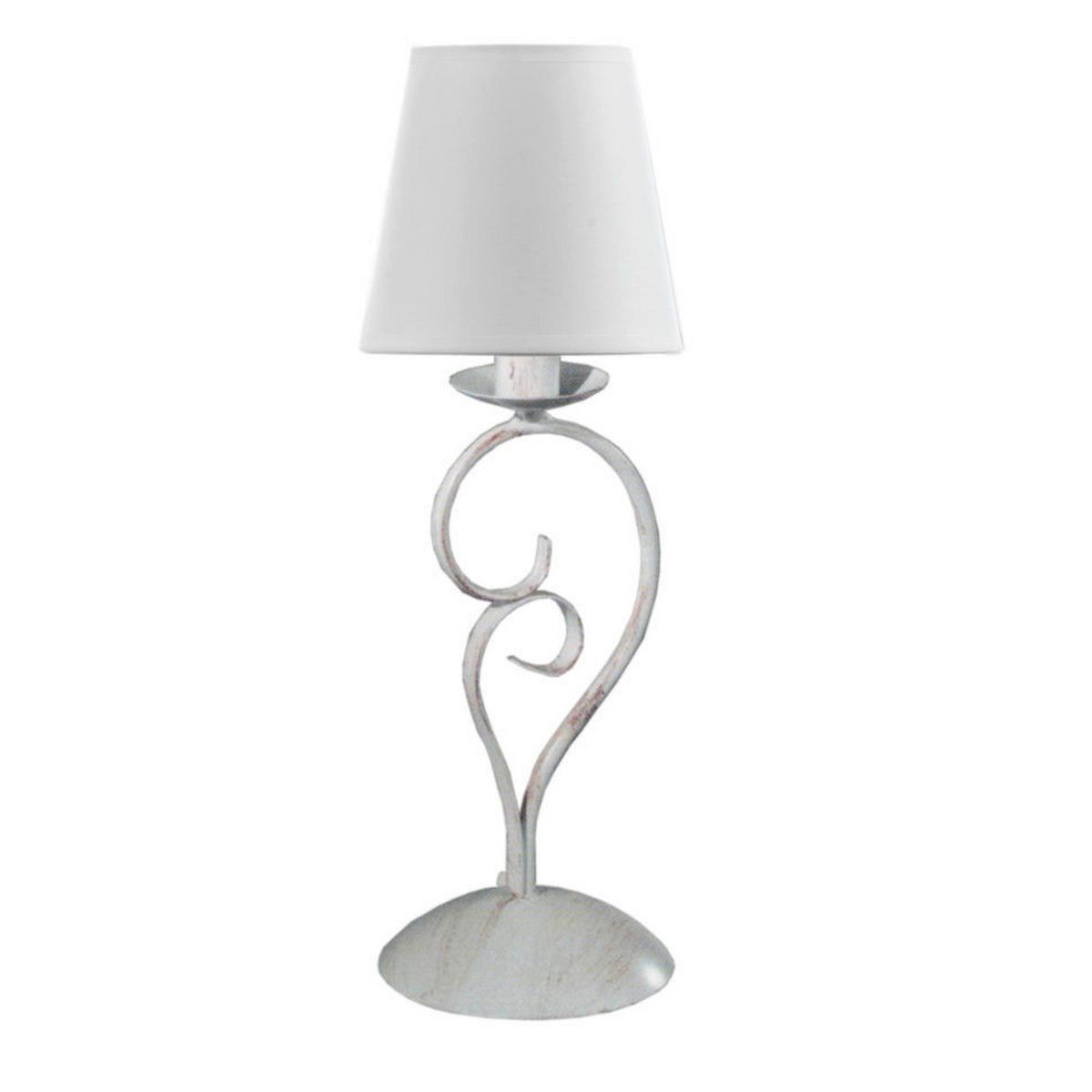 Nachttischleuchte Pompei Weiß max. 6 Watt - Weiß, KONVENTIONELL, Textil/Metall (15/50cm)