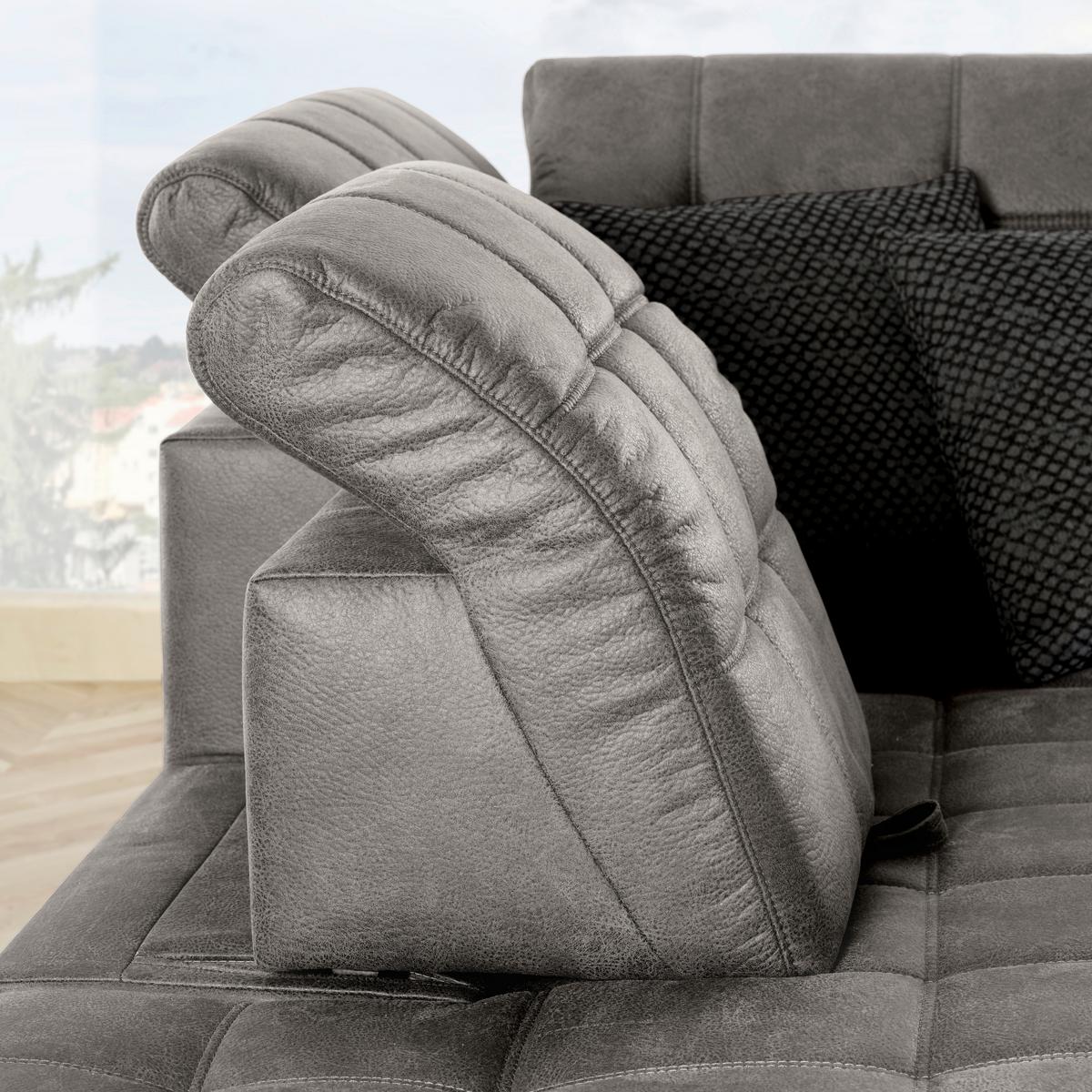 Ecksofa Panama links Greige - Greige/Schwarz, KONVENTIONELL, Textil/Metall (216/89-102/304cm) - Premium Living
