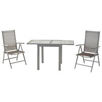 GARTENSET AMALFI - Silberfarben/Braun, MODERN, Kunststoff/Metall - Gardenson