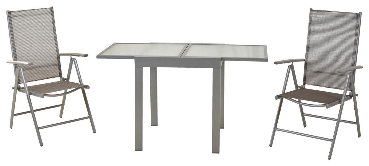 GARTENSET AMALFI - Silberfarben/Braun, MODERN, Kunststoff/Metall - Gardenson