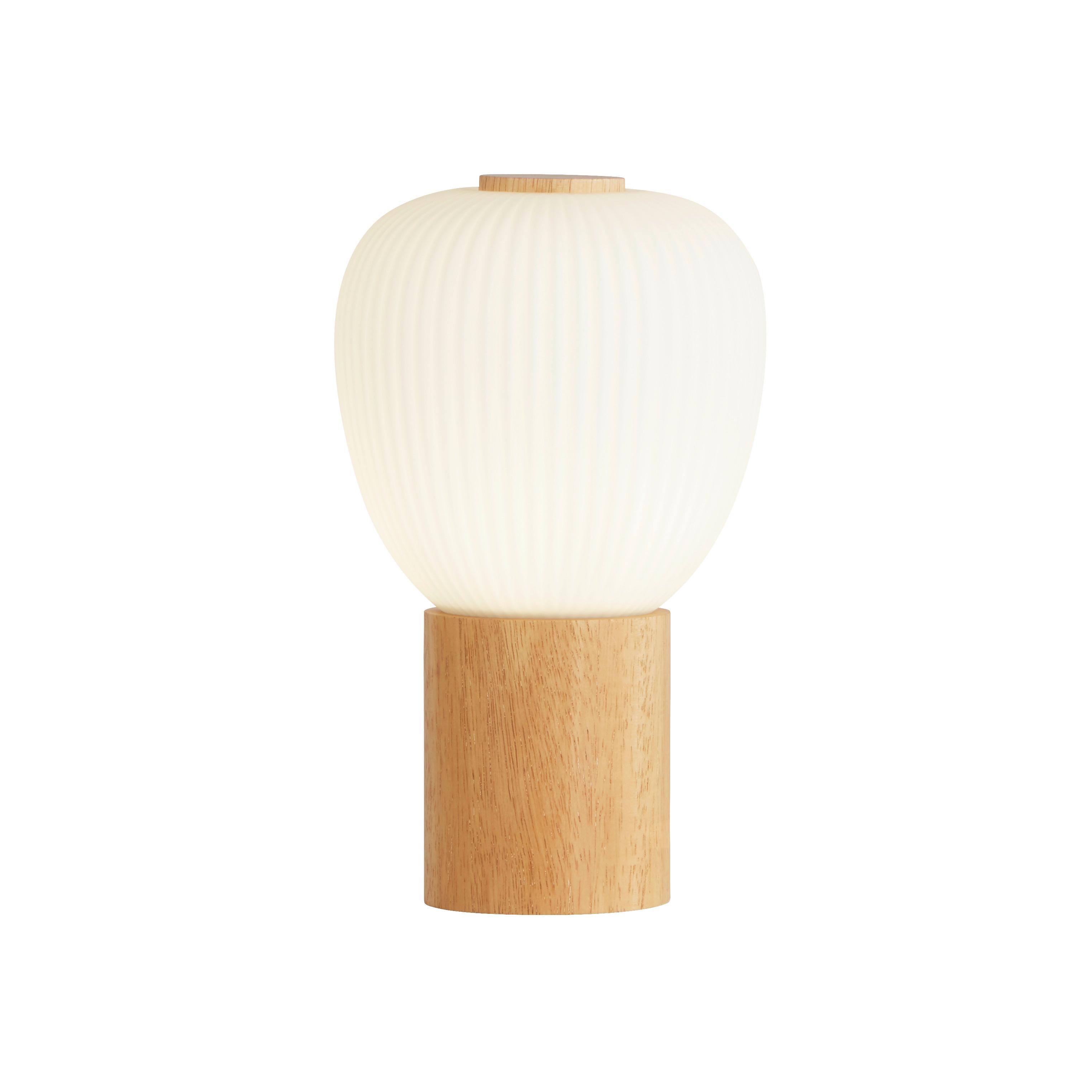 LED Asztali Lámpa Eu31410-1na - fehér, Natur, üveg/fa (14.5/14.5/25cm)