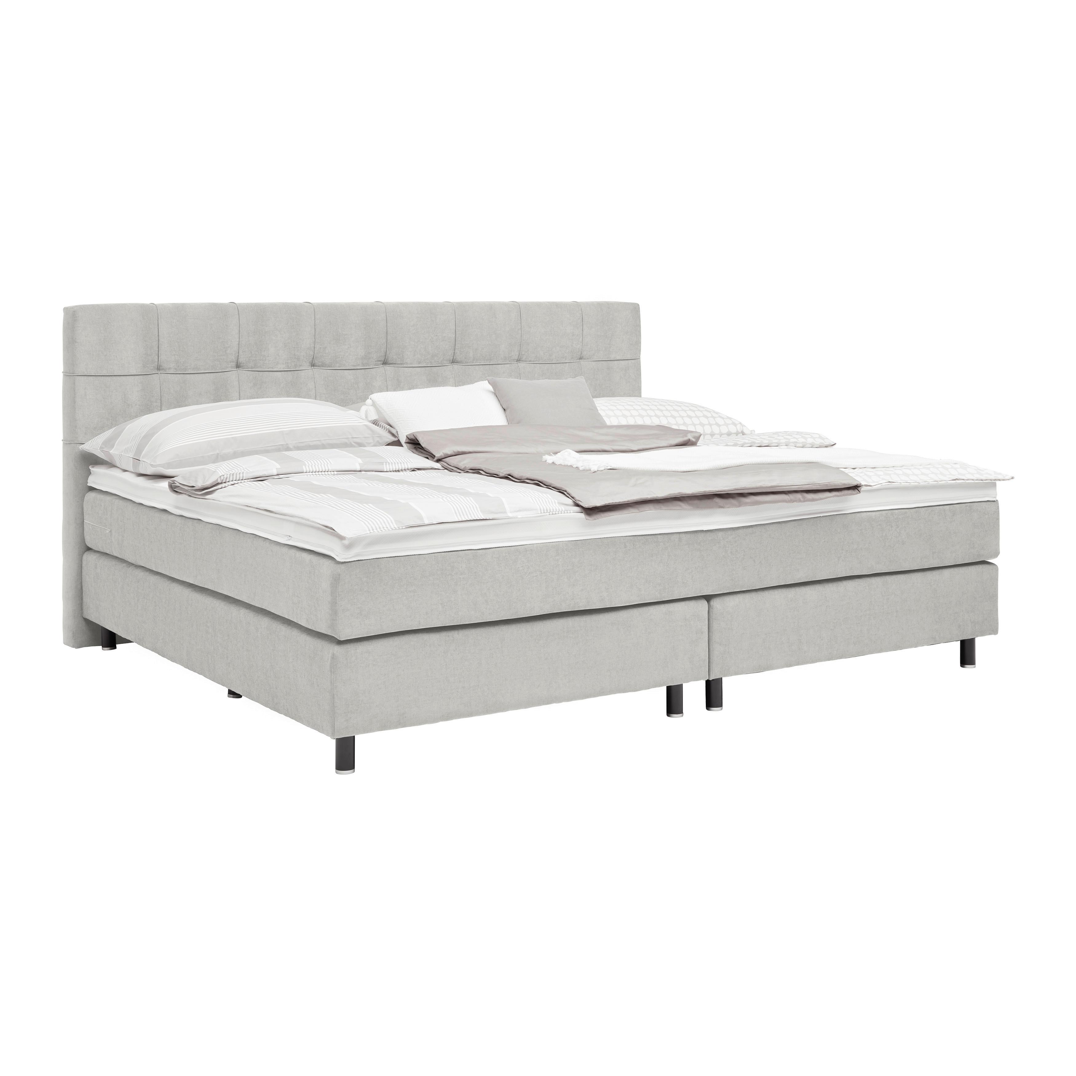 Boxspringbett Primo Hellgrau ca. 220x200cm - Hellgrau, KONVENTIONELL, Holz/Holzwerkstoff (220/200cm) - Premium Living
