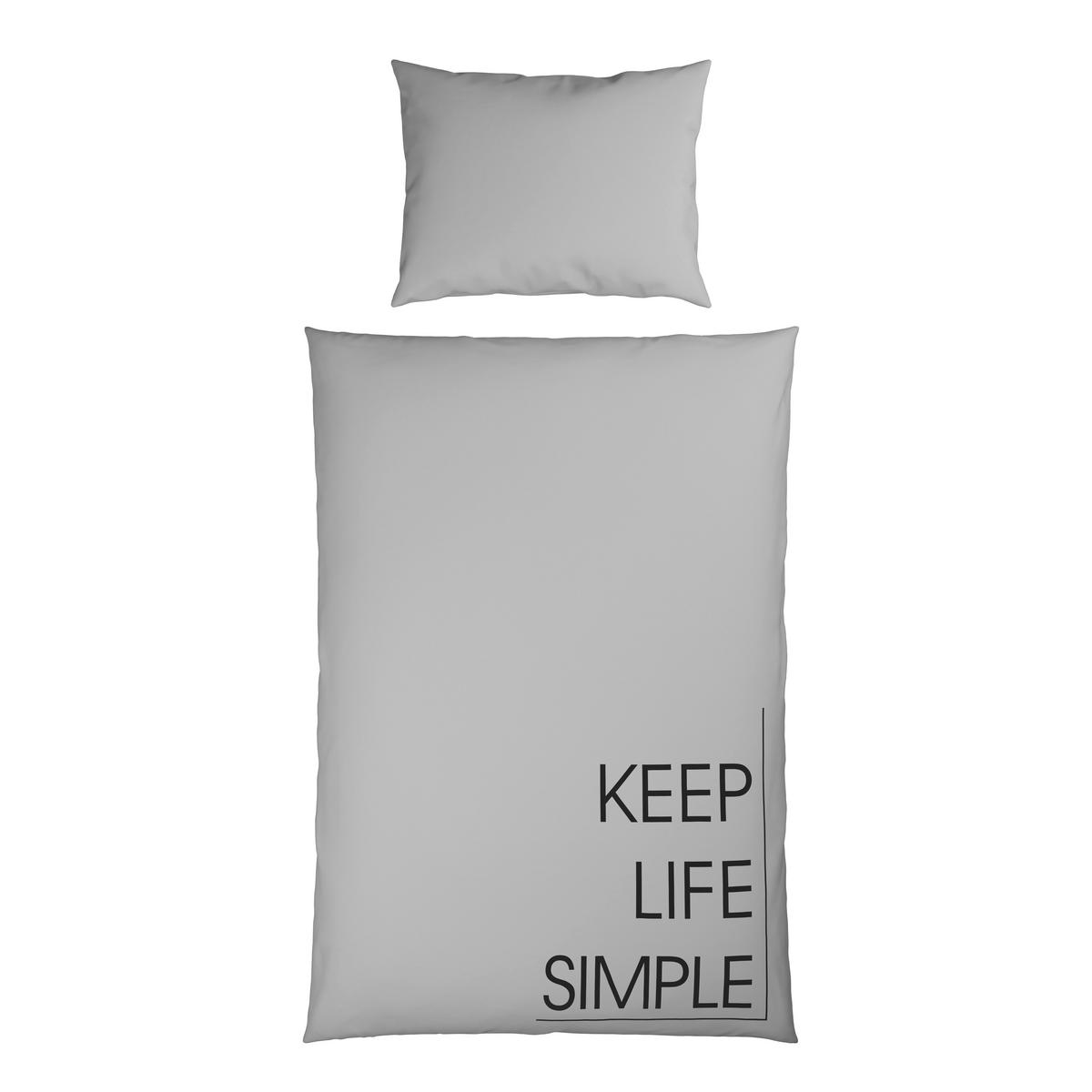 Bettwäsche Keep Life Grau ca. 140x200cm - Grau, Textil (140/200cm) - Mömax