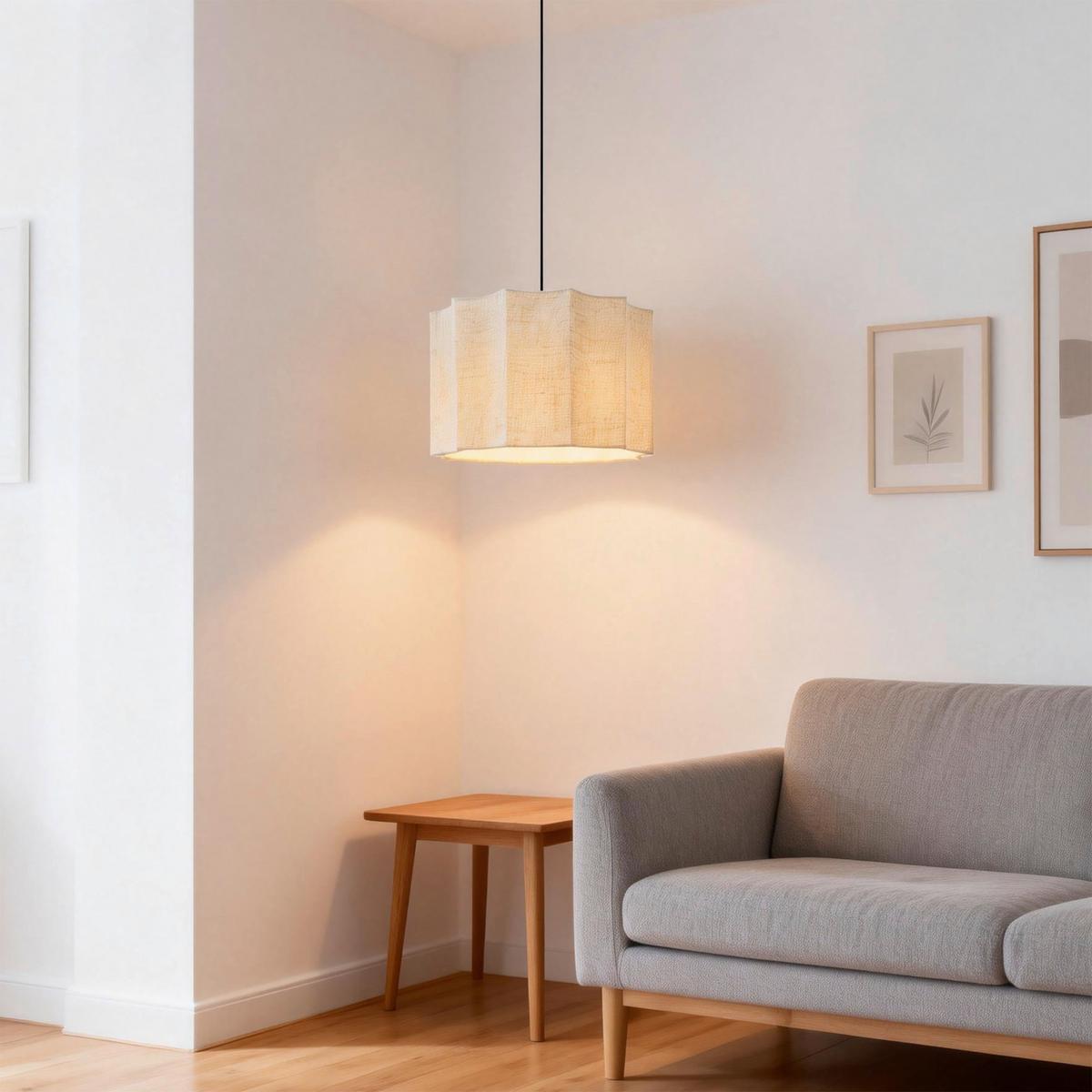 LAMPA WISZĄCA REBECCA - kolor naturalny, Trend, tworzywo sztuczne/metal (38/120cm) - Novel