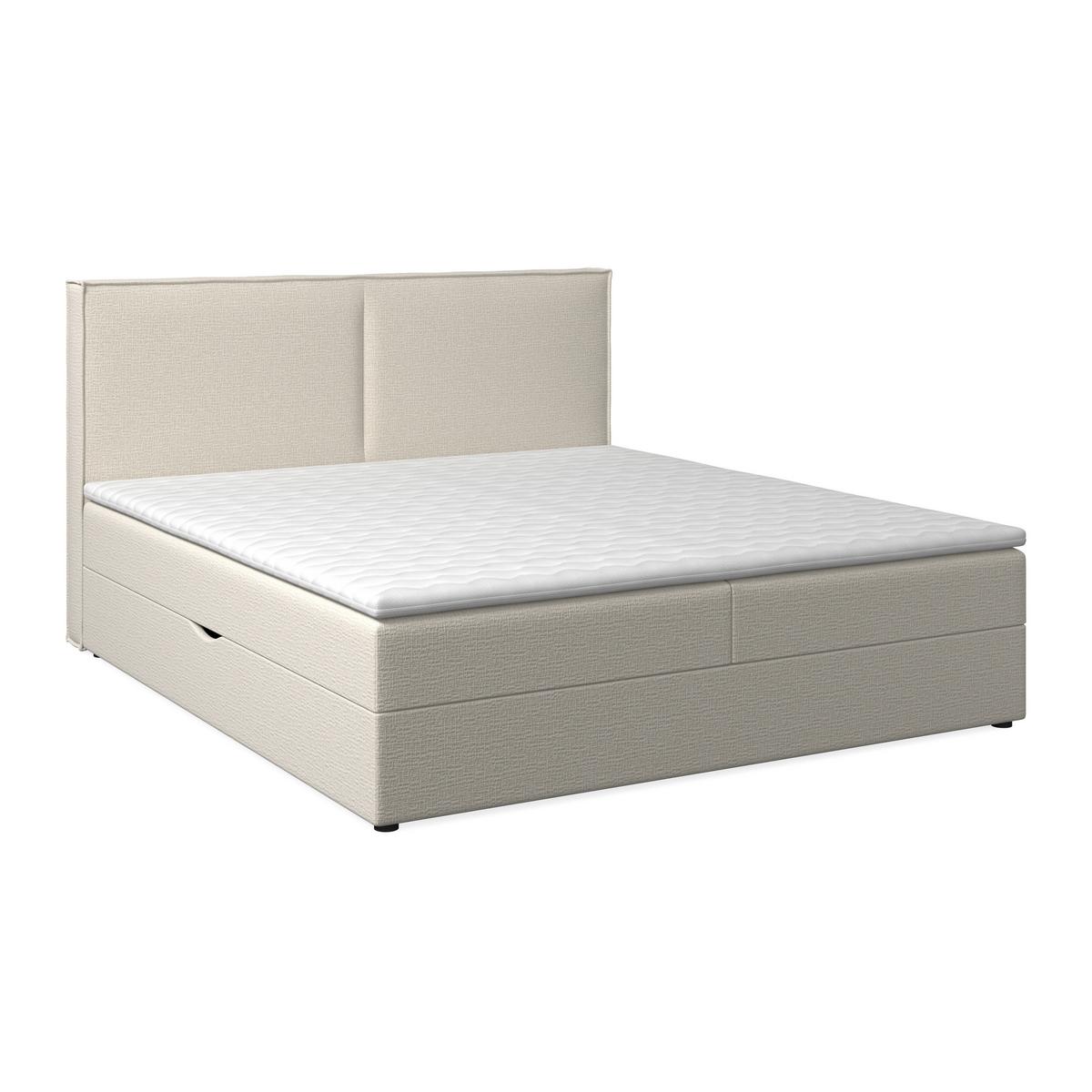 Boxbett Imola ca. 180x200 cm Creme inkl. Topper - Creme/Schwarz, Modern, Holz/Kunststoff (180/200cm) - Bessagi Home