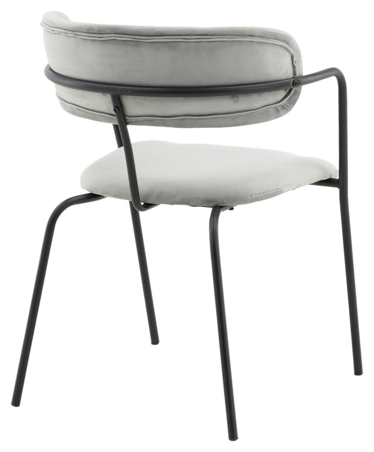 Stuhl-Set Arrow 2er-Set ca. 58x79 cm Samt Grau - Schwarz/Grau, Design, Textil/Metall (58/79/61cm) - Livetastic