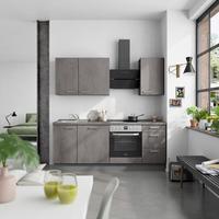 Küchenblock Riva High m. Geräten Schieferfarben - Schieferfarben/Edelstahlfarben, MODERN, Holzwerkstoff/Metall (210cm) - Nobilia