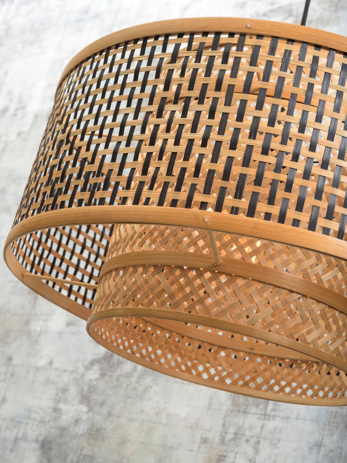 Viseča Svetilka Bhutan, Črna, Bambus - črna/rjava, Design, naravni materiali (53/236,5/53cm) - Good & Mojo