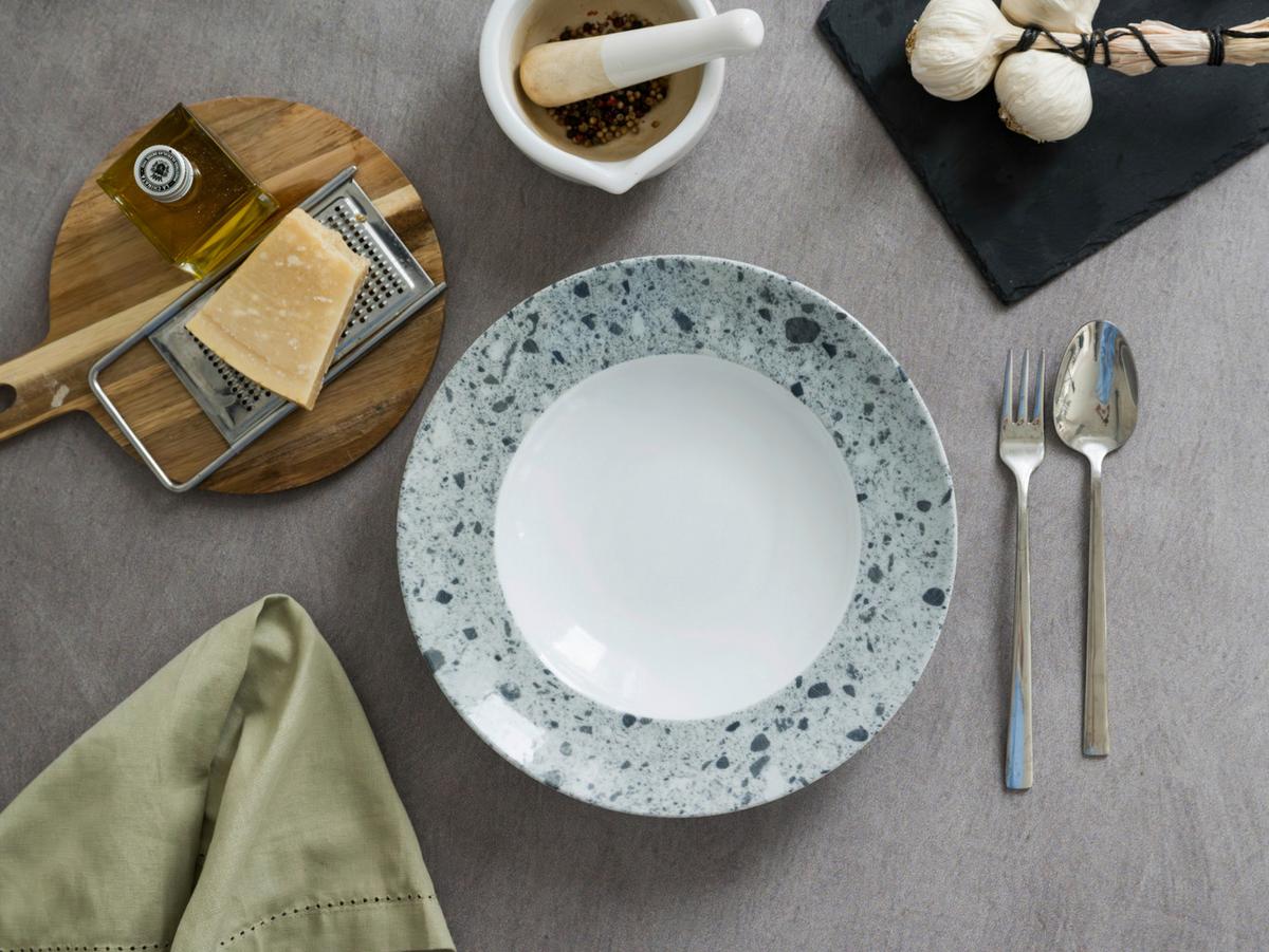 Set Krožnikov Za Testenine Stone Florenz, 4-Delni - siva/bela, Basics, keramika (27cm) - Creatable